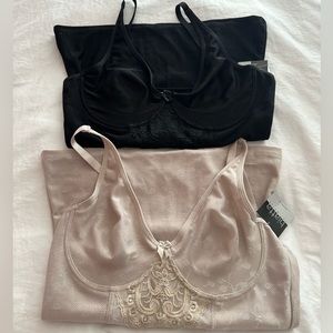 New - (2) Biatta Intimates Women's Shaping Camisole Black & Nude, Large.